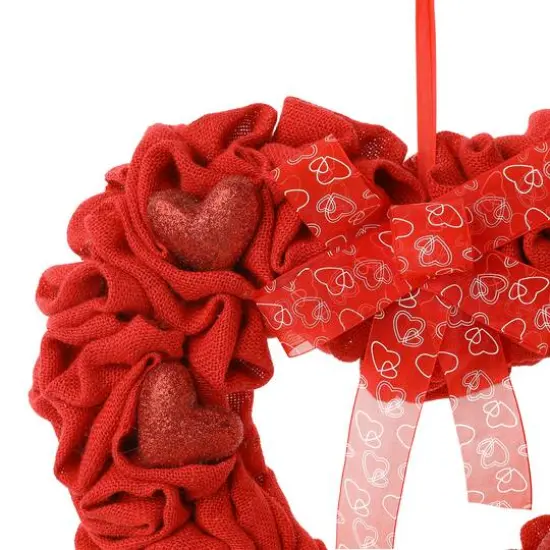 Glitzhome&reg; 19.25" Fabric Valentine's Heart Wreath {7}