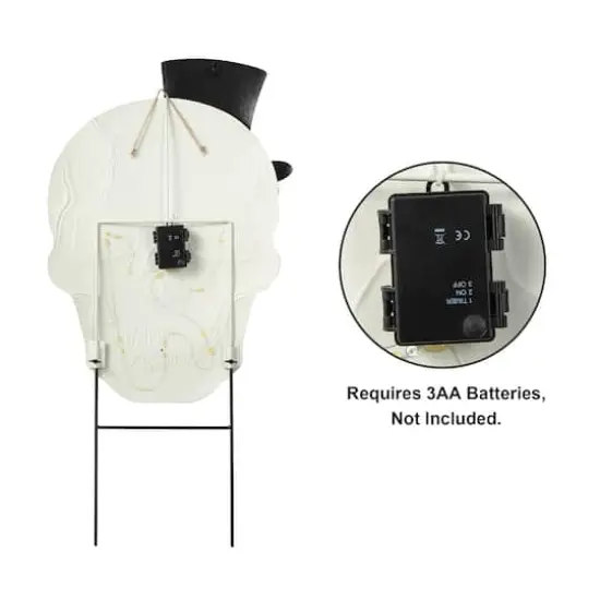 Glitzhome&reg; 38" Lighted Halloween Metal Skull Yard Stake with Timer {8}