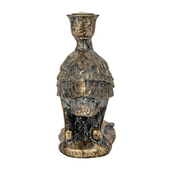 Hello Honey&reg; 10" Distressed Gold Decorative Bird Taper Holder {7}