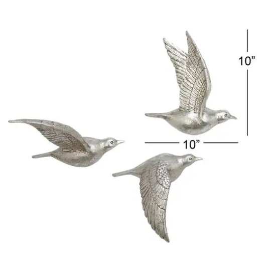 Silver Polystone Farmhouse Birds Wall Decor Set {7}