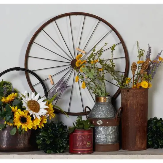 Brown Metal Bicycle Wheel Photo Holder Wall D&eacute;cor {8}