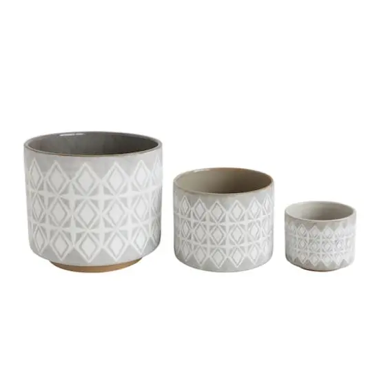 Hello Honey&reg; Gray & White Stoneware Pots Set {1}