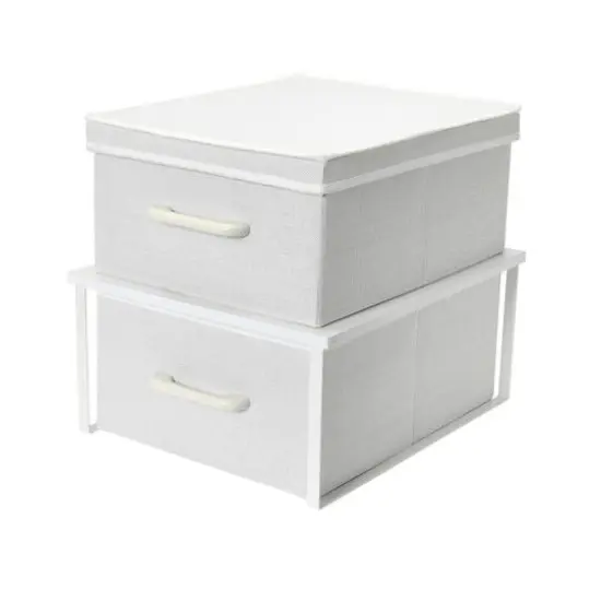 Household Essentials Stacking Storage Boxes Set White {1}