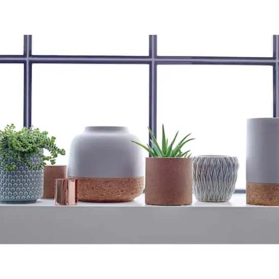 Hello Honey&reg; Round Polka Dot Stoneware Flower Pot Sky Blue/Cream {5}