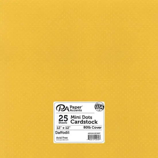 PA Paper™ Accents 12" x 12" 80lb. Mini Dot Cardstock, 25 Sheets Daffodil {1}