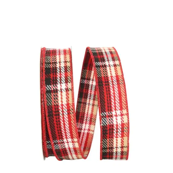 JAM Paper 1.5" x 20yd. Wired Burlington Tweed Plaid Ribbon {1}