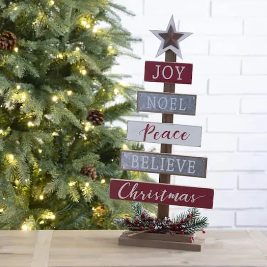 Glitzhome&reg; 20" Wooden Christmas Tree Sign {4}
