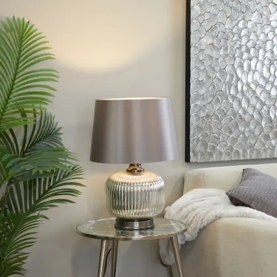 Grey Glass Modern Accent Lamp, 15" x 15" x 21" {7}