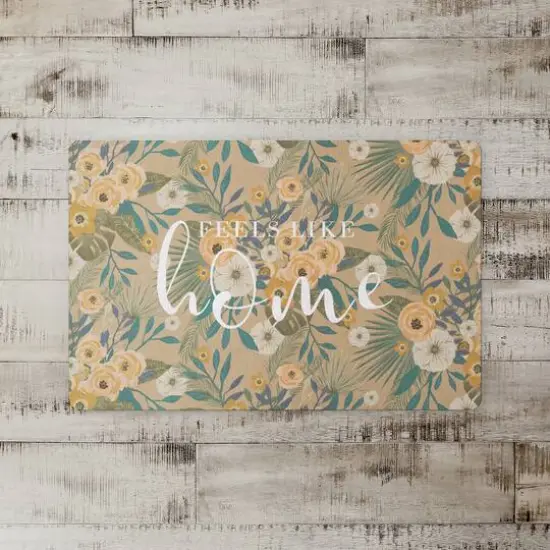 Feels Like Home Tropical Floral Floor Mat Orange {3}