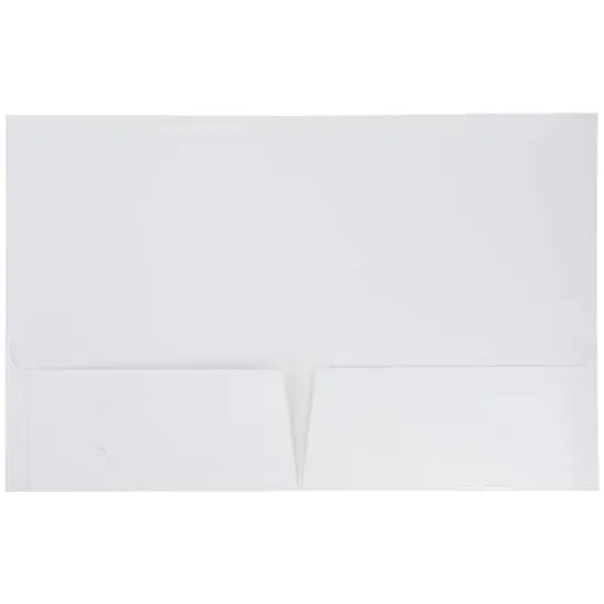 JAM Paper Glossy Laminated Two Pocket Folders, 100ct. White {4}