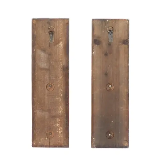 Set of 2 Brown Wood Rustic Wall Sconce, 6" x 19" {6}