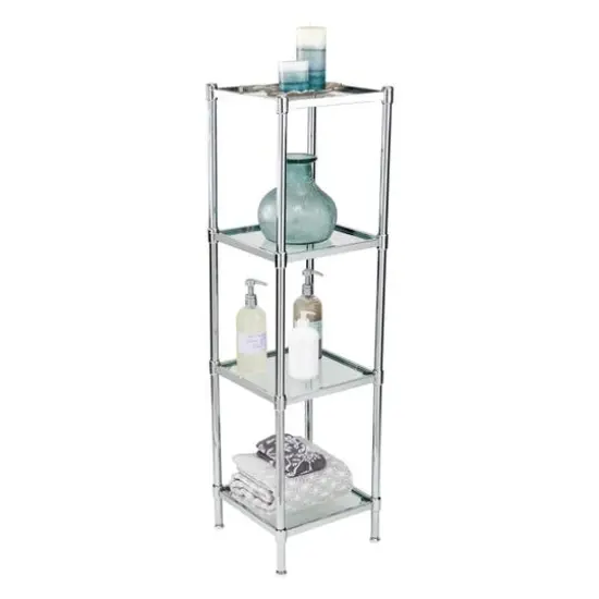 Organize It All Free Standing 4-Tier Glass Shelf Tower  {3}