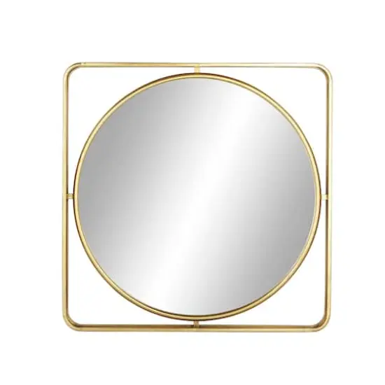 Gold Contemporary Metal Wall Mirror, 34" x 34" {1}