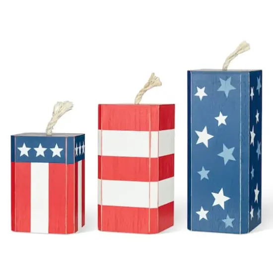 Glitzhome&reg; Wooden Patriotic America Firecracker Table D&eacute;cor Set {7}