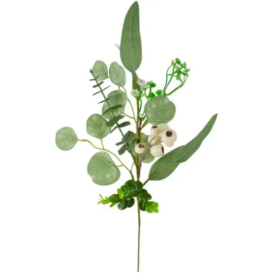 19" White Berry & Eucalyptus Leaf Floral Spring Pick {1}