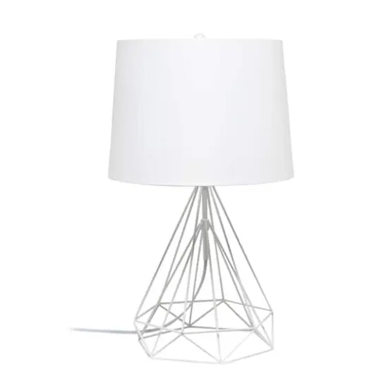 Lalia Home 23.5" Geometric Wired Table Lamp with Fabric Shade White Matte {1}