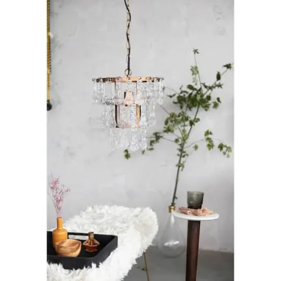 Hello Honey&reg; 13.5" Antique Finish Tiered Metal Chandelier with Organically Shaped Hanging Glass {3}