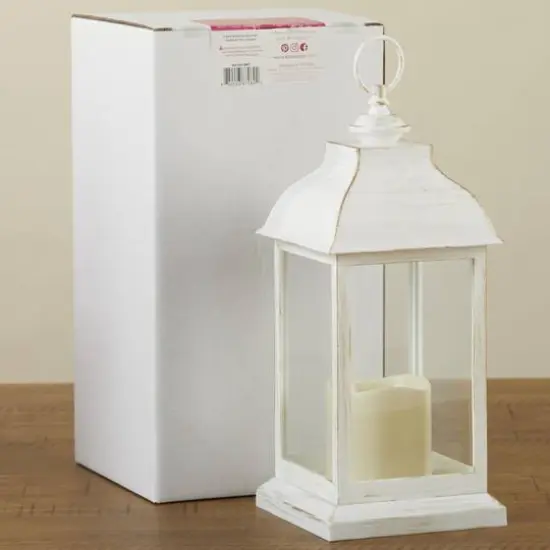 Kate Aspen Manchester LED Vintage Decorative Distressed White Lantern {7}