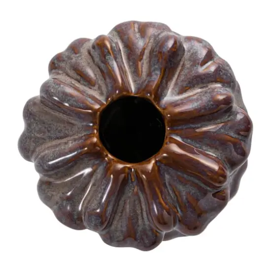 Hello Honey&reg; 5.5" Blue & Brown Stoneware Vase with Reactive Glaze {5}