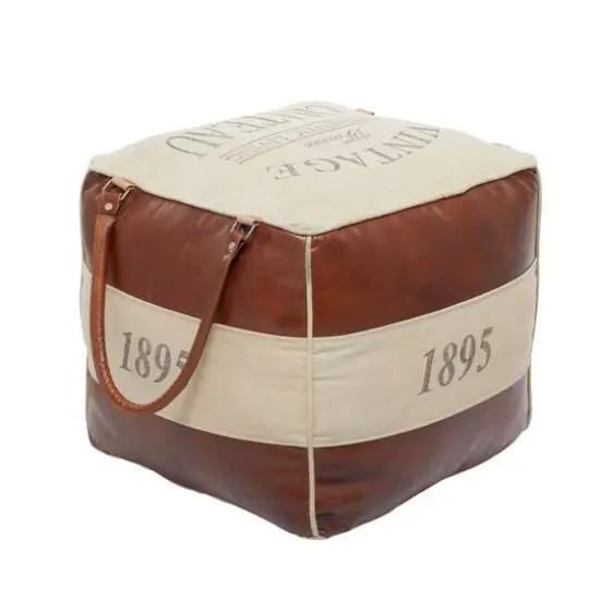 Brown Canvas Rustic Stool, 19" x 21" x 20" {6}