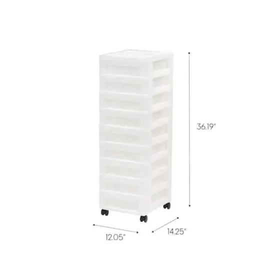IRIS White 9-Drawer Storage Cart With Organizer Top {3}