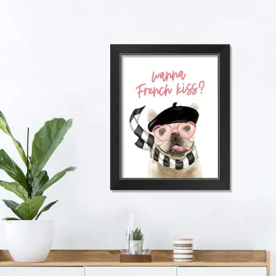 Wanna French Kiss Black Framed Print Under Plexiglass {4}