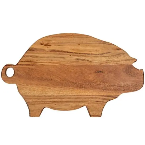 Hello Honey&reg; 11.75" Natural Pig Shaped Mango Wood Handled Cheese & Cutting Board {6}