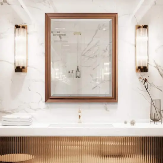 Antique Gold Classic Frame Rectangular Beveled Wall Mirror - 26" x 32" {3}