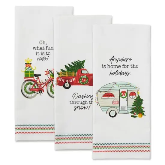 DII&reg; Holidays On Wheels Printed Dishtowel Set {4}