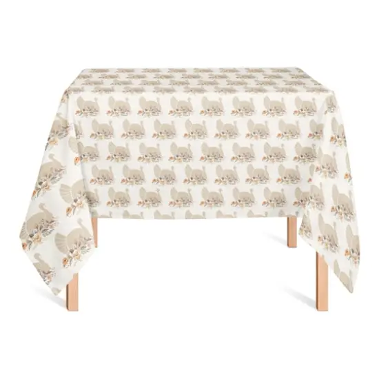 58" Neutral Turkey Pattern Tablecloth {3}