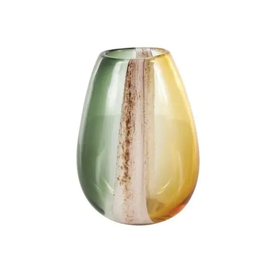 Multicolored Ombre Glass Vase with Pink Textured Stripe Details {9}