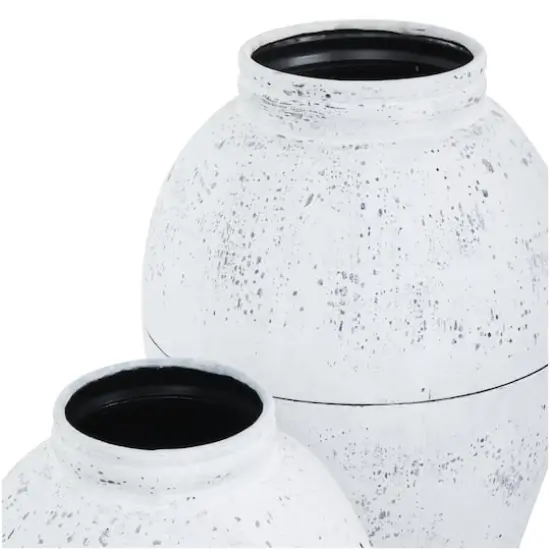 White Distressed Pot Floor Metal Vase Set {5}