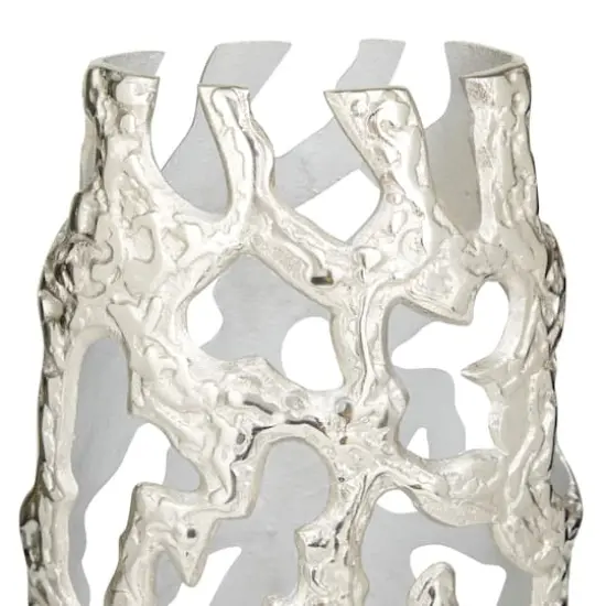 20" Contemporary Aluminum Vase Silver {4}