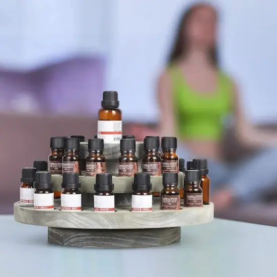 Rotating Essential Oils Storage Rack Gray Green {9}