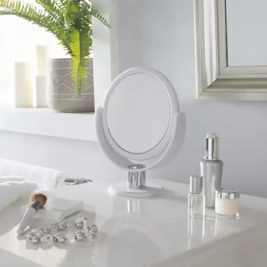 Home Details 7" Black Dual Sided 10X Magnification Rubberized Vanity Mirror White {3}