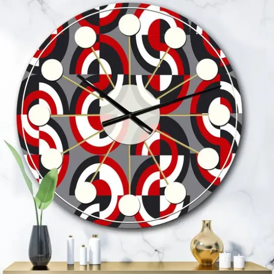 Designart 'Retro Circular Pattern Geometrical Mid-Century Modern Wall Clock {1}