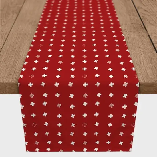 Crosses Indoor/Outdoor Table Runner White on Red {4}