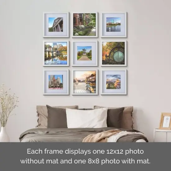 Melannco 9 Pack 8" x 8" Frame with Mat Beige {5}