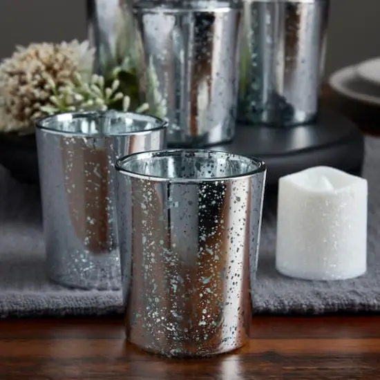 2.5" Mercury Glass Votive Holders, 6ct. by Ashland&reg; Silver {3}