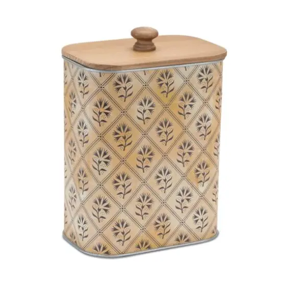 Geometric Canister with Natural Wood Lid Set {3}