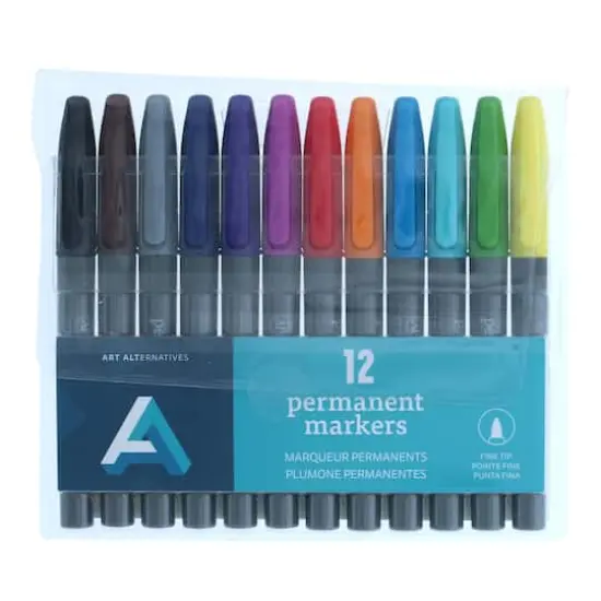 Art Alternatives 12 Color Fine Tip Permanent Marker Set {1}