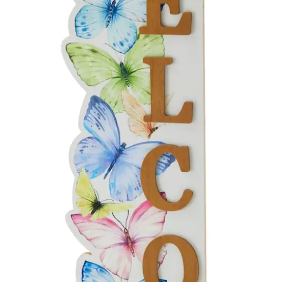 Glitzhome&reg; 42" Wood Butterfly WELCOME Porch Sign {8}