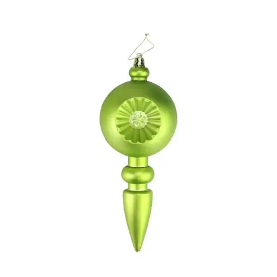 4ct. 7.5" Matte Green Kiwi Retro Reflector Shatterproof Christmas Finial Ornaments {1}