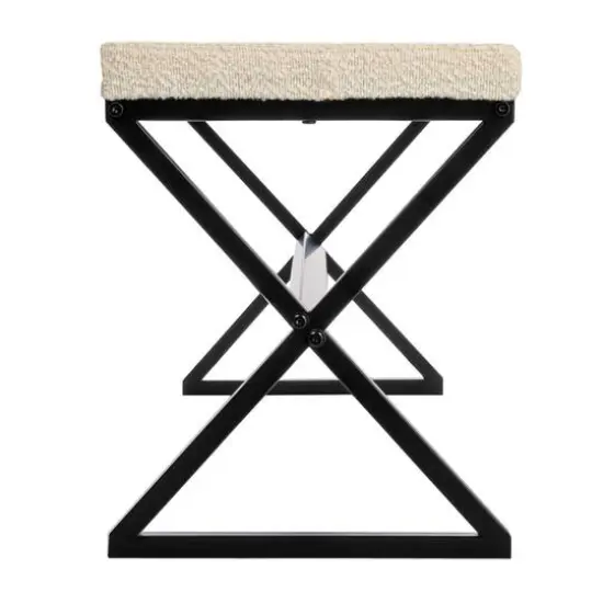 Household Essentials Harper 46.5" Metal & Boucle Bench Cream {8}