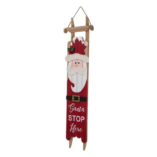 Glitzhome&reg; 42"&nbsp;Wooden Sleigh Santa Porch Sign {6}