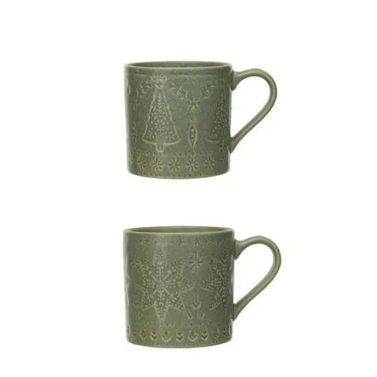 Hello Honey&reg; 16oz. Green Debossed Stoneware Mugs, 2ct. {1}