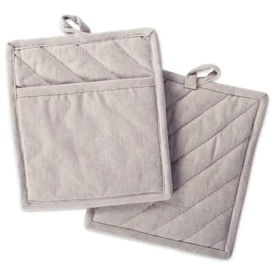 DII&reg; Solid Chambray Potholders, 2ct. Stone Brown {1}