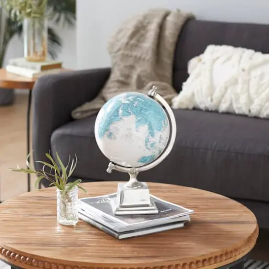 13" Turquoise & White Aluminum Globe {6}