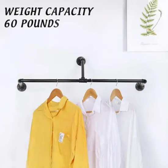 33" Wall Mounted Clothes Rack Black {7}