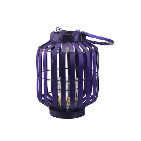 20" Tropicalia Tiki Bar Votive Candle Holder Lantern, Deep Purple {3}